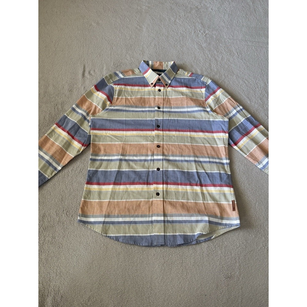 Ben Sherman‎ Men's Large The Beach Towel Stripe 100% Cotton Button Down Shirt